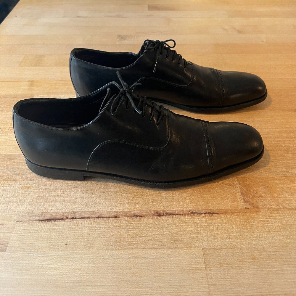 Men's GUCCI Cap Toe Black Leather Oxford - Size 9